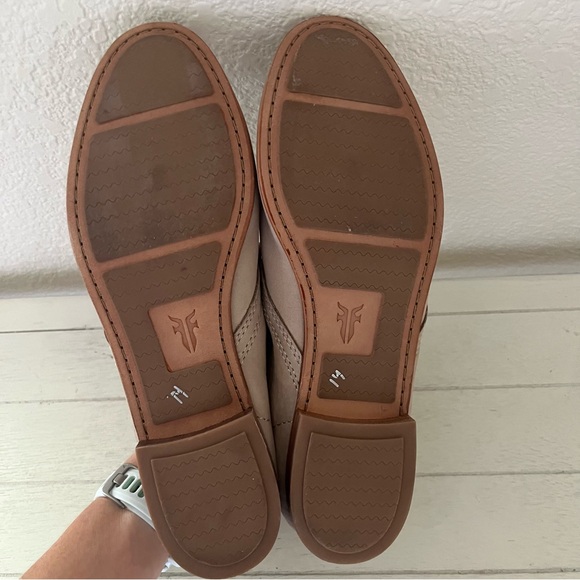 Frye Jillian Oxford Nubuck Leather Beige Shoes Loafers - Picture 10 of 10